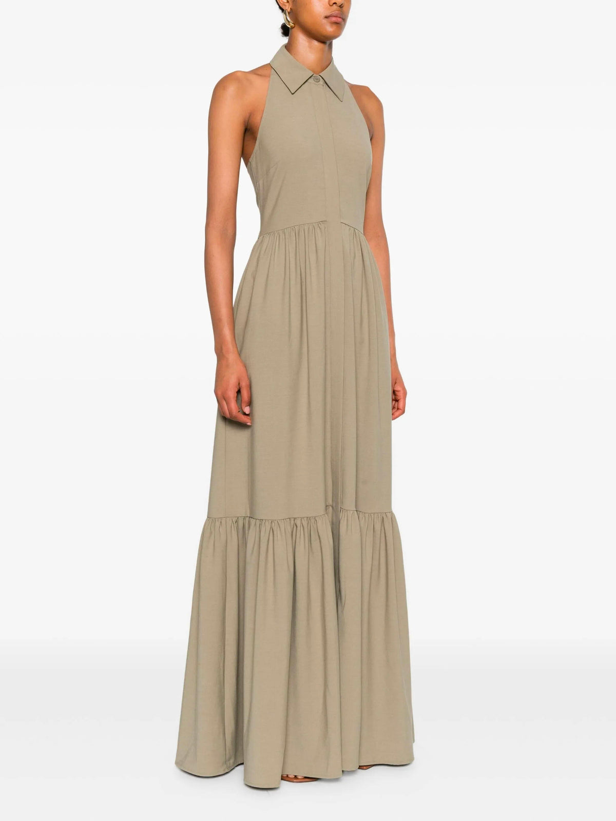 Long sleeveless twill dress