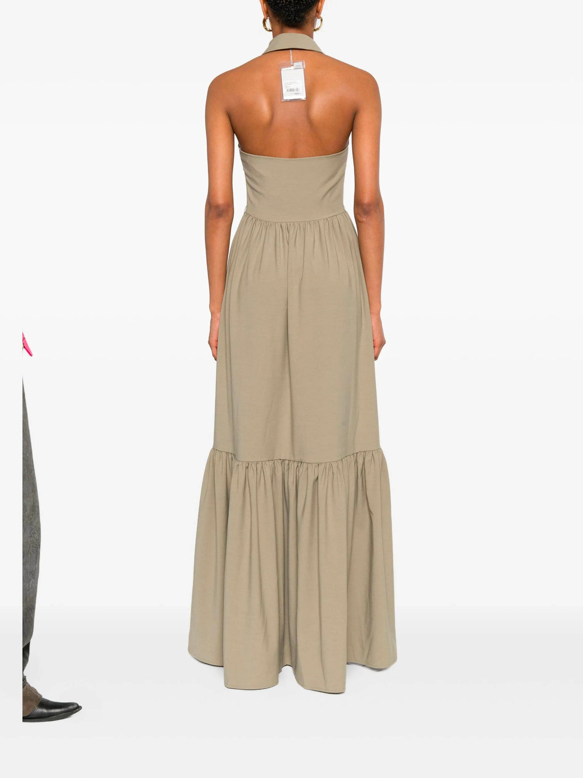 Long sleeveless twill dress