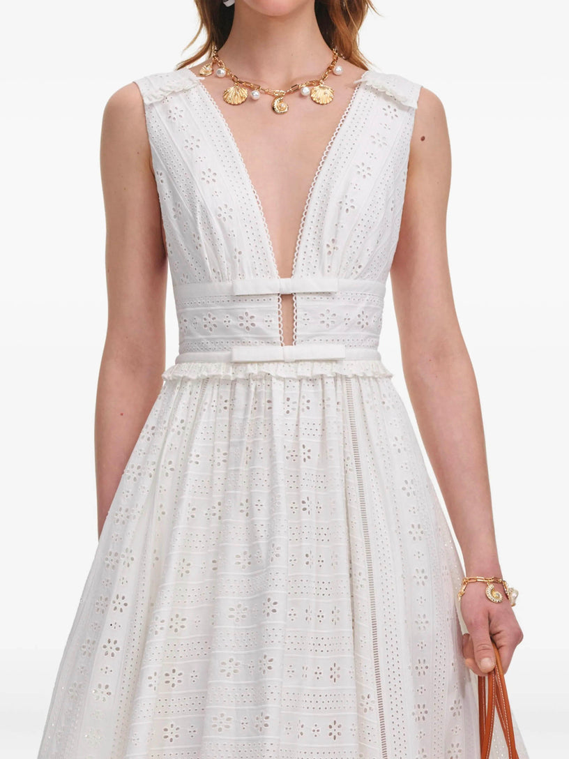 Cotton Lace Midi Dress SELF PORTRAIT Bianco | Grifo210 Cotton Lace Midi Dress SELF PORTRAIT Bianco | Grifo210