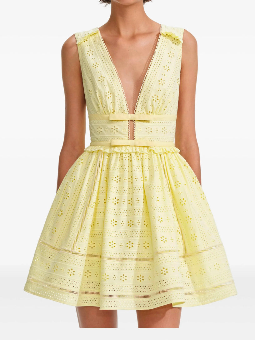 Cotton Lace Mini Dress SELF PORTRAIT Giallo