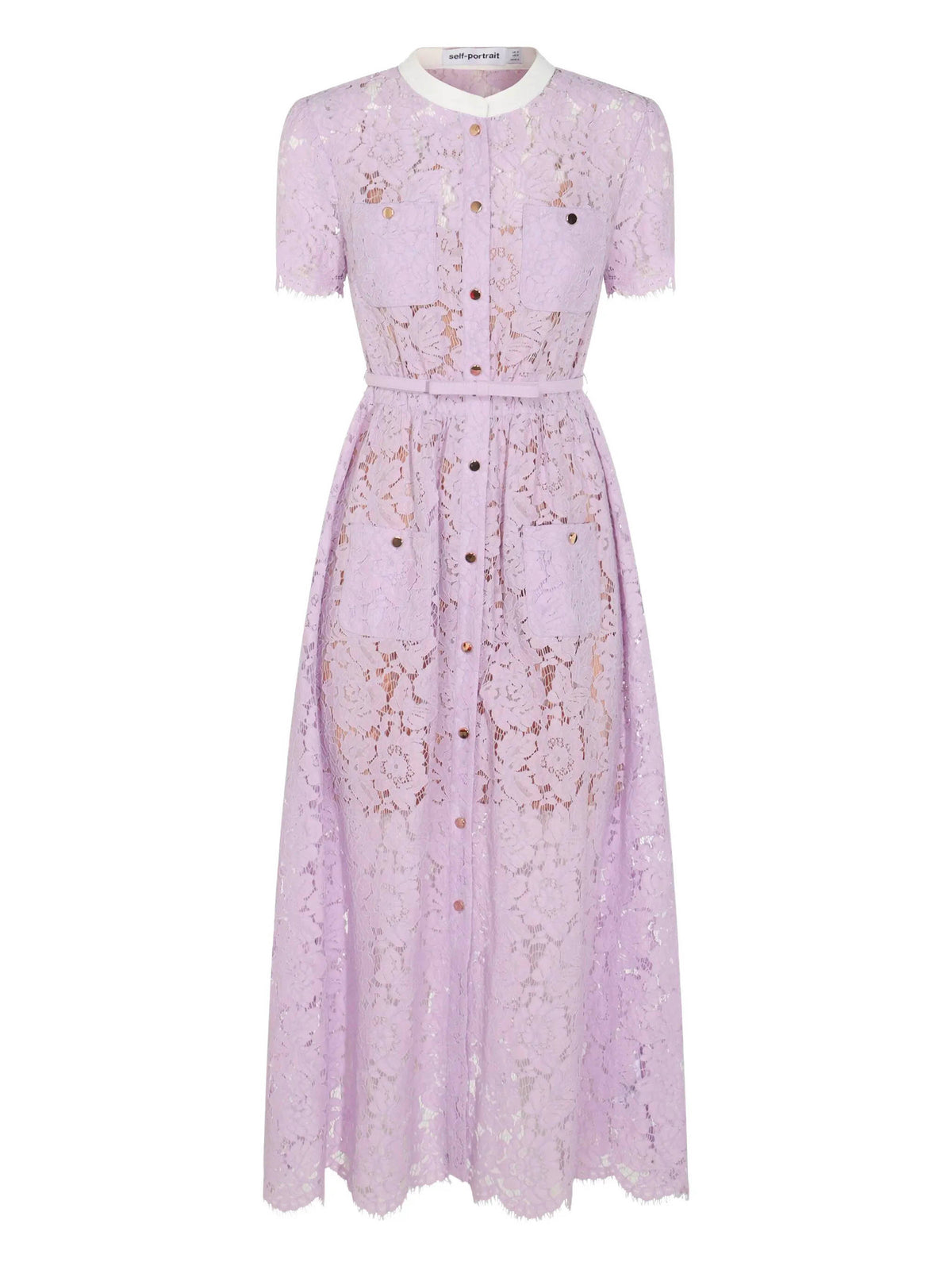 Lace midi dress with front buttons