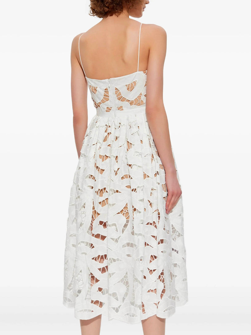 Embroidered midi dress with bow