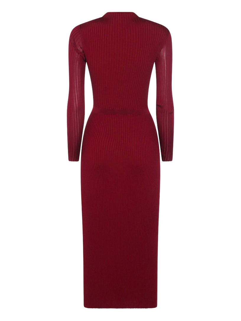 Cut out rib knit midi dress