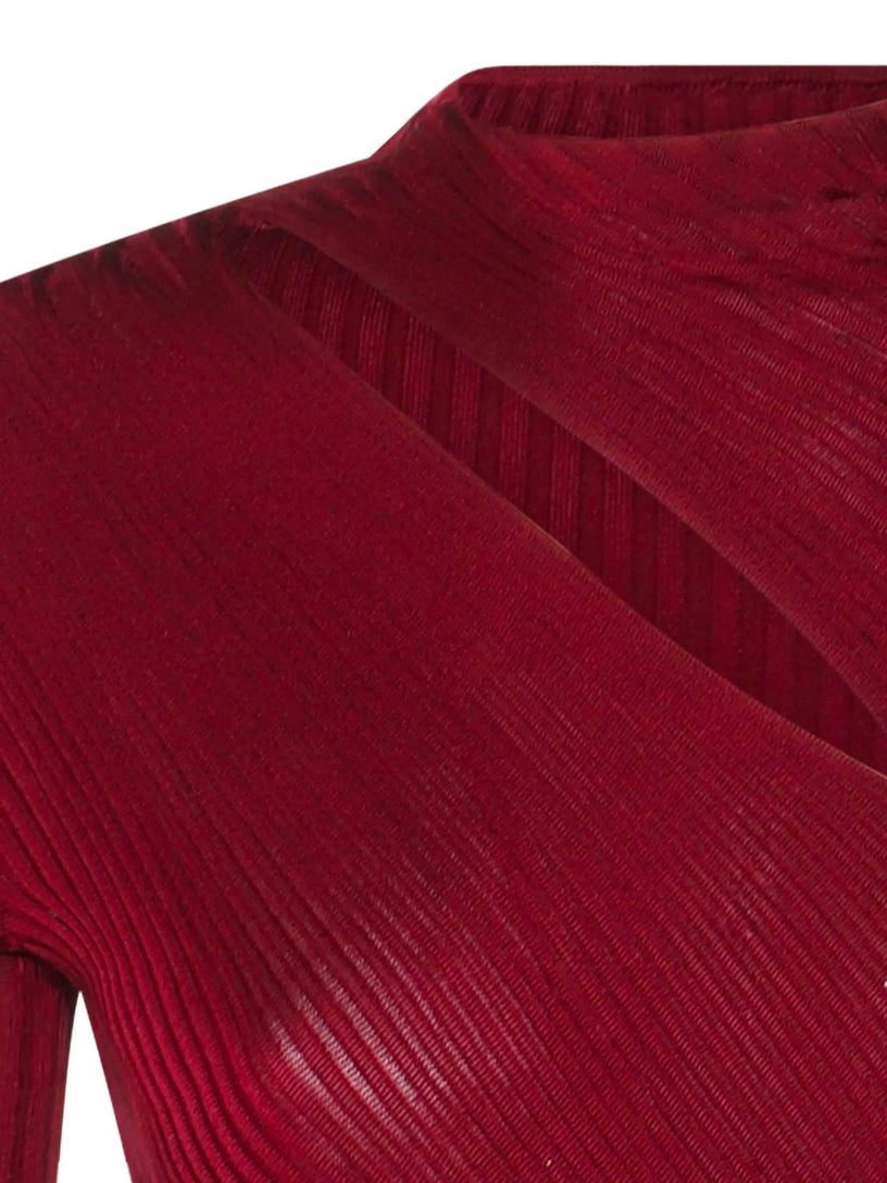 Cut out rib knit midi dress