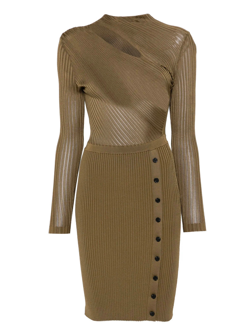 Cut out rib knit midi dress