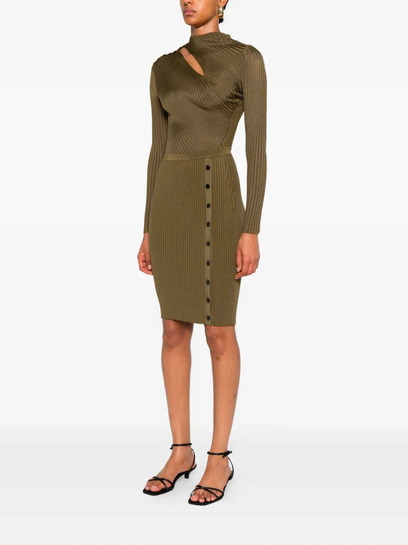 Cut out rib knit midi dress