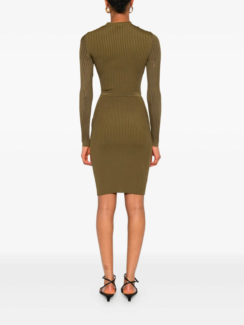 Cut out rib knit midi dress