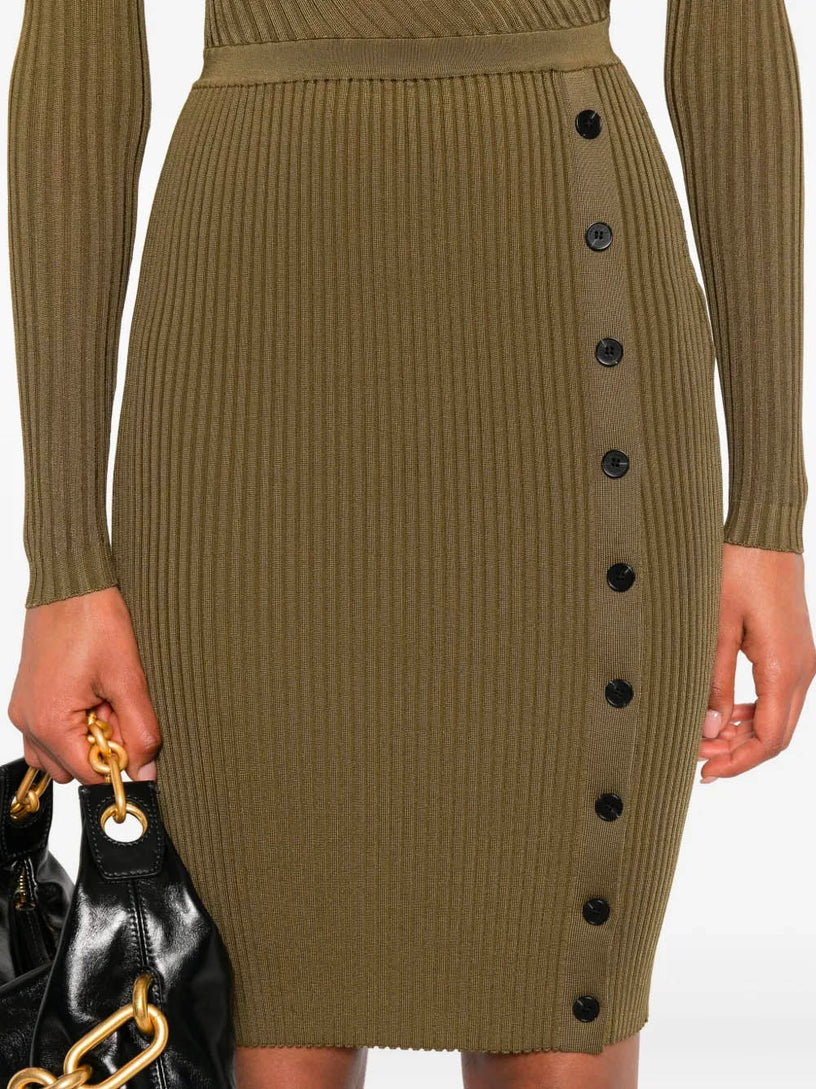 Cut out rib knit midi dress