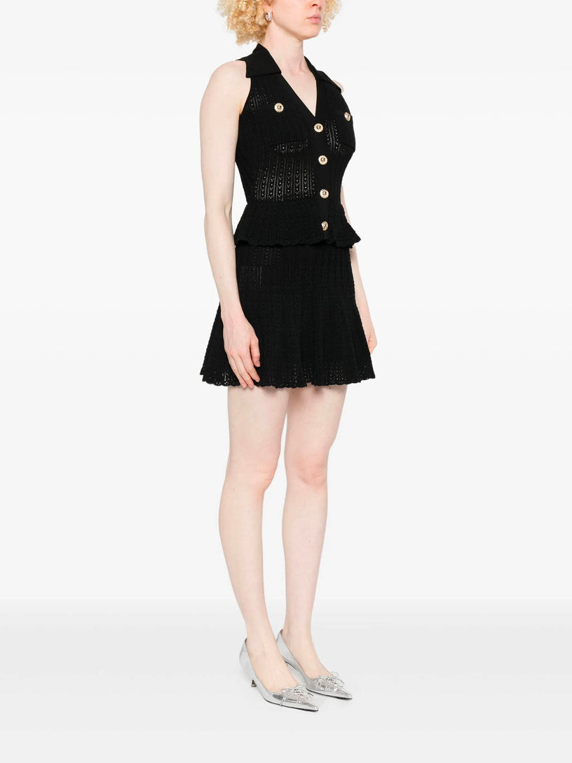 Pointelle knit mini dress SELF PORTRAIT Nero | Grifo210 Pointelle knit mini dress SELF PORTRAIT Nero | Grifo210
