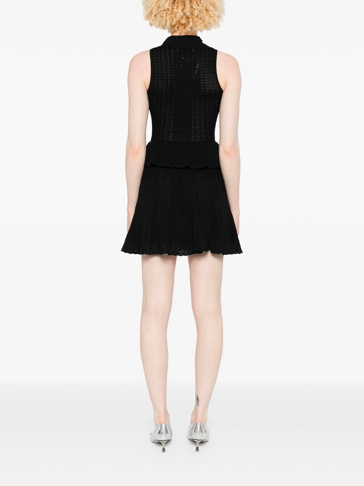 Pointelle knit mini dress