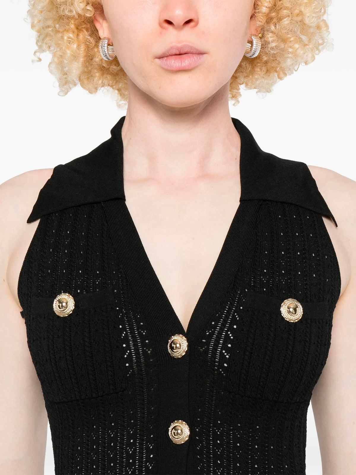 Pointelle knit mini dress