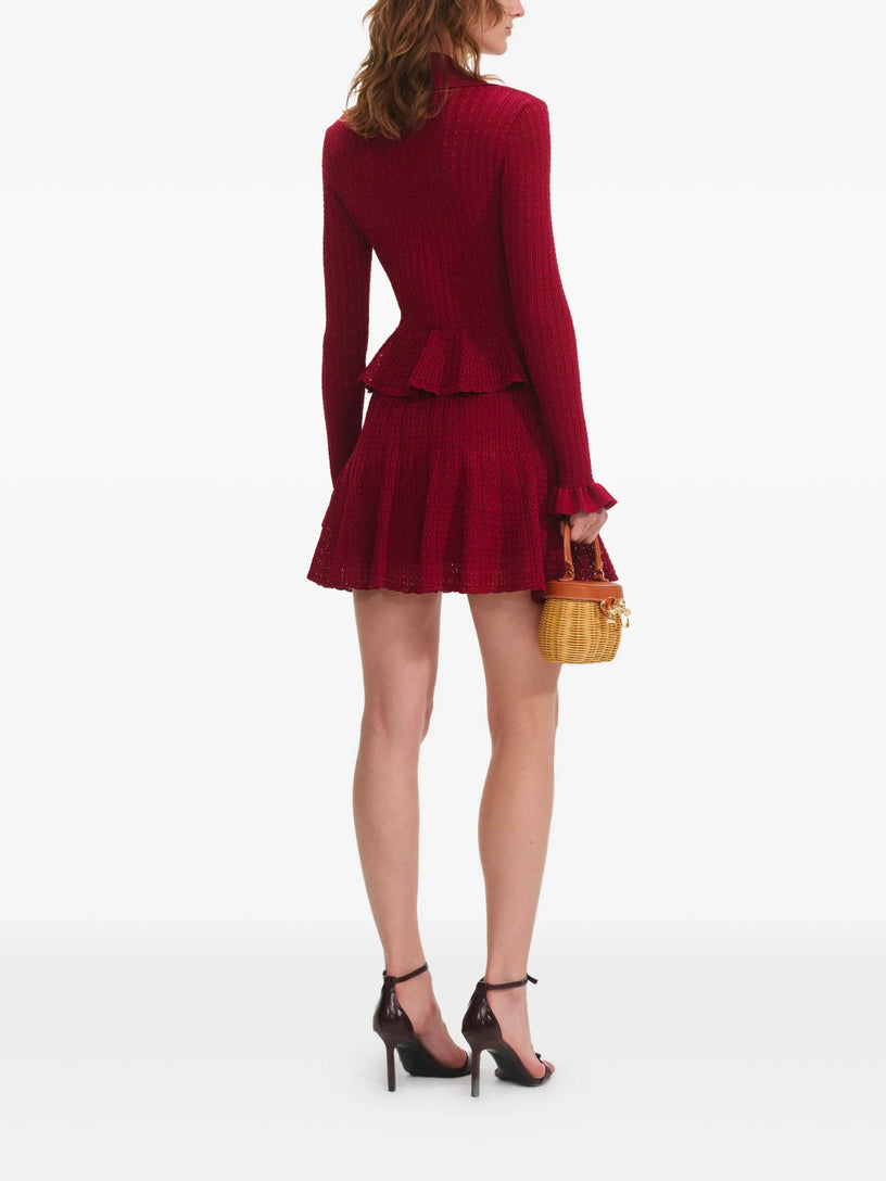 Pointelle knit mini dress SELF PORTRAIT Rosso | Grifo210 Pointelle knit mini dress SELF PORTRAIT Rosso | Grifo210