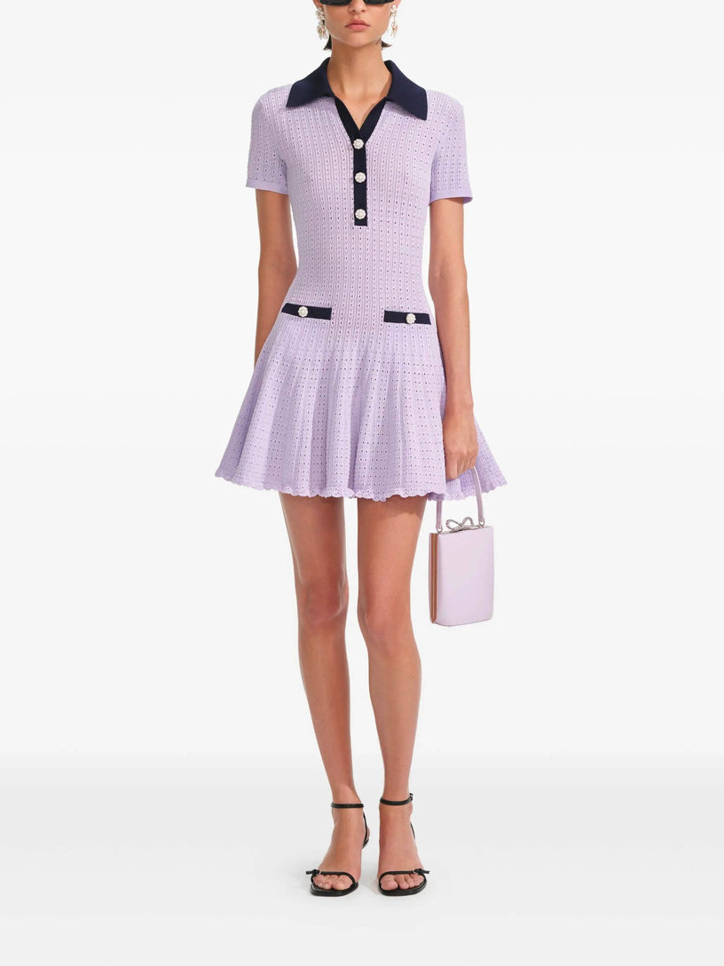 Mini dress in openwork knit