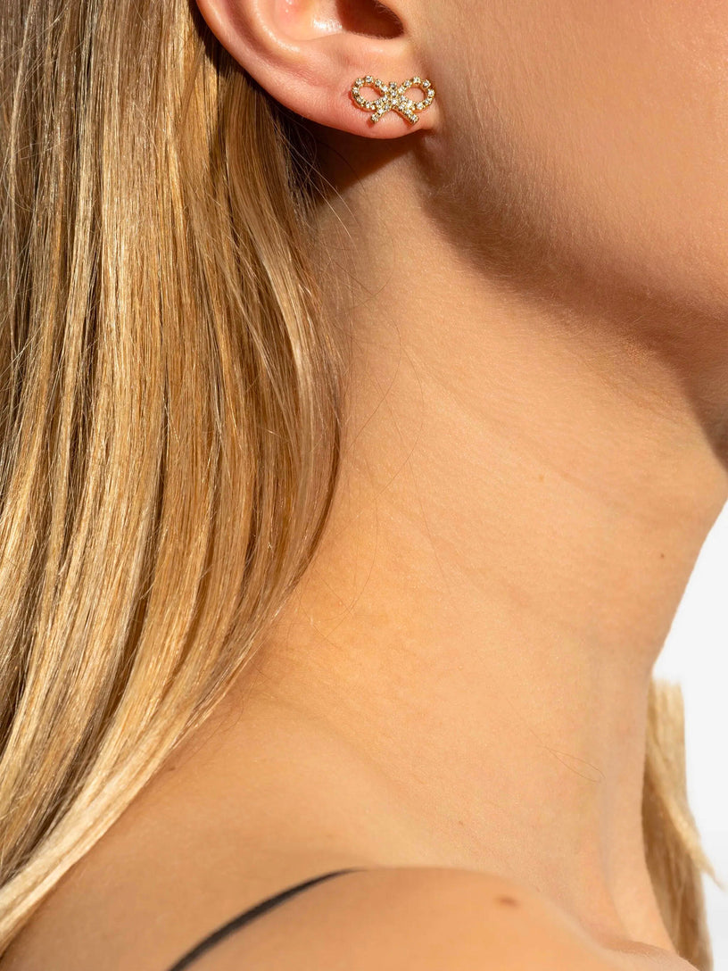 Micro Gold Bow Earrings