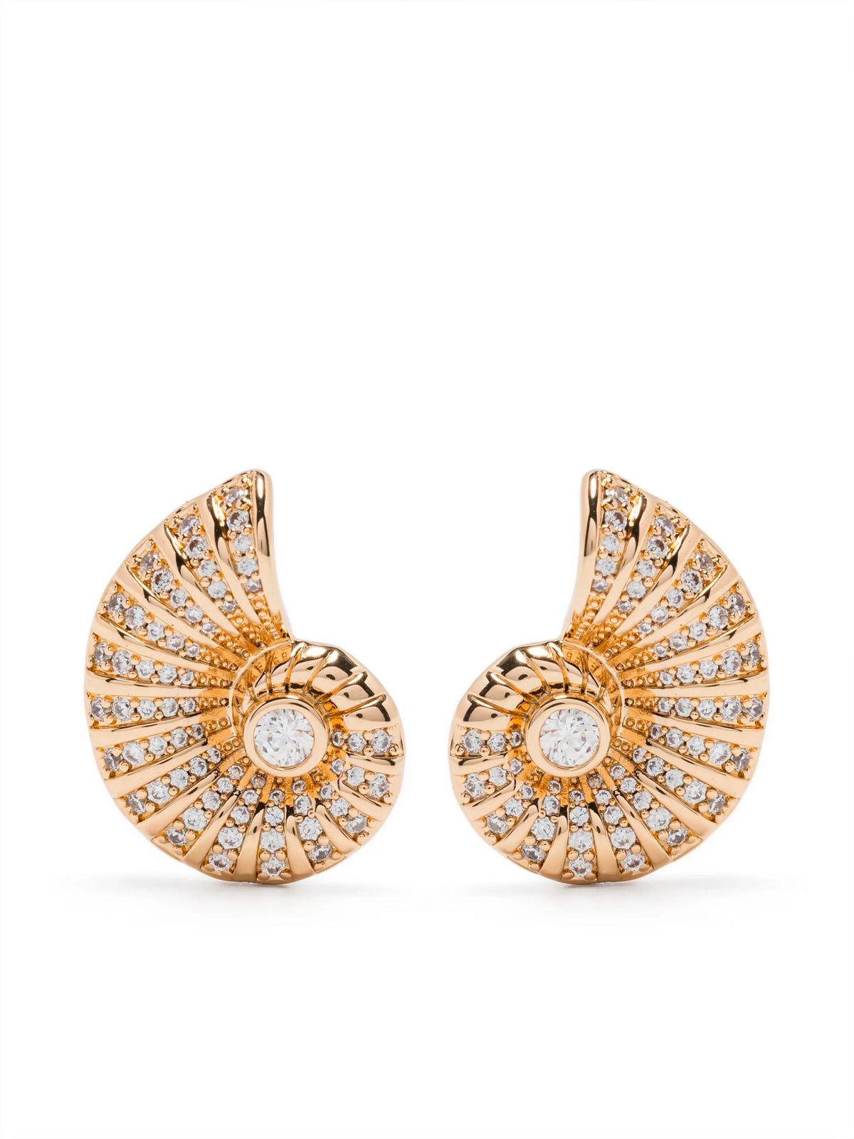 Gold Crystal Shell Earrings