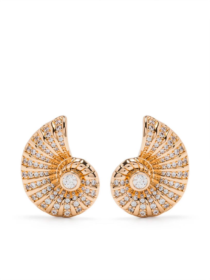Gold Crystal Shell Earrings