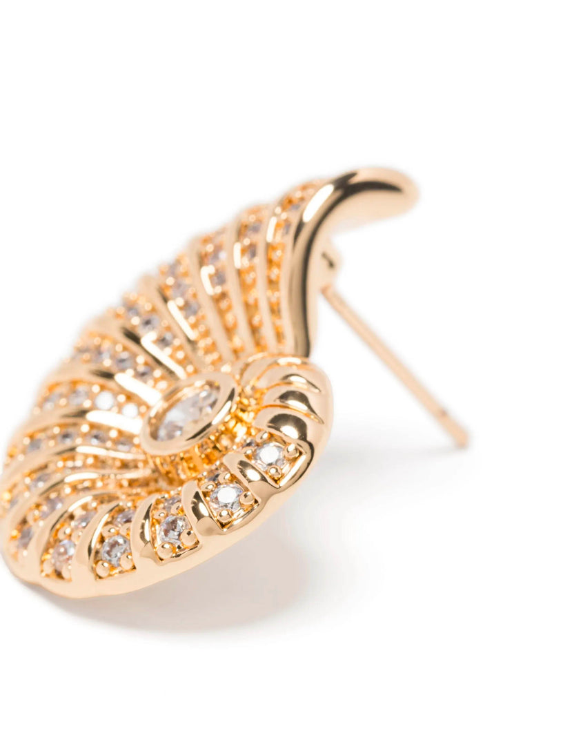 Gold Crystal Shell Earrings