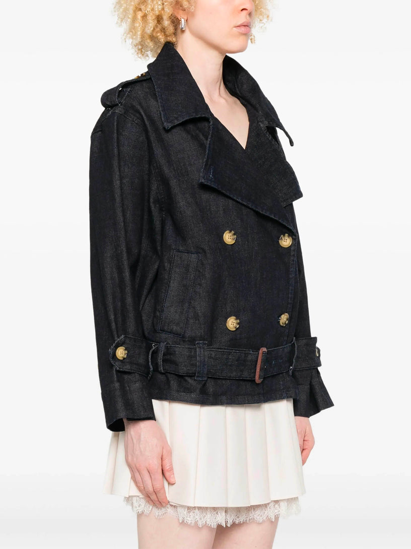 Denim trench jacket
