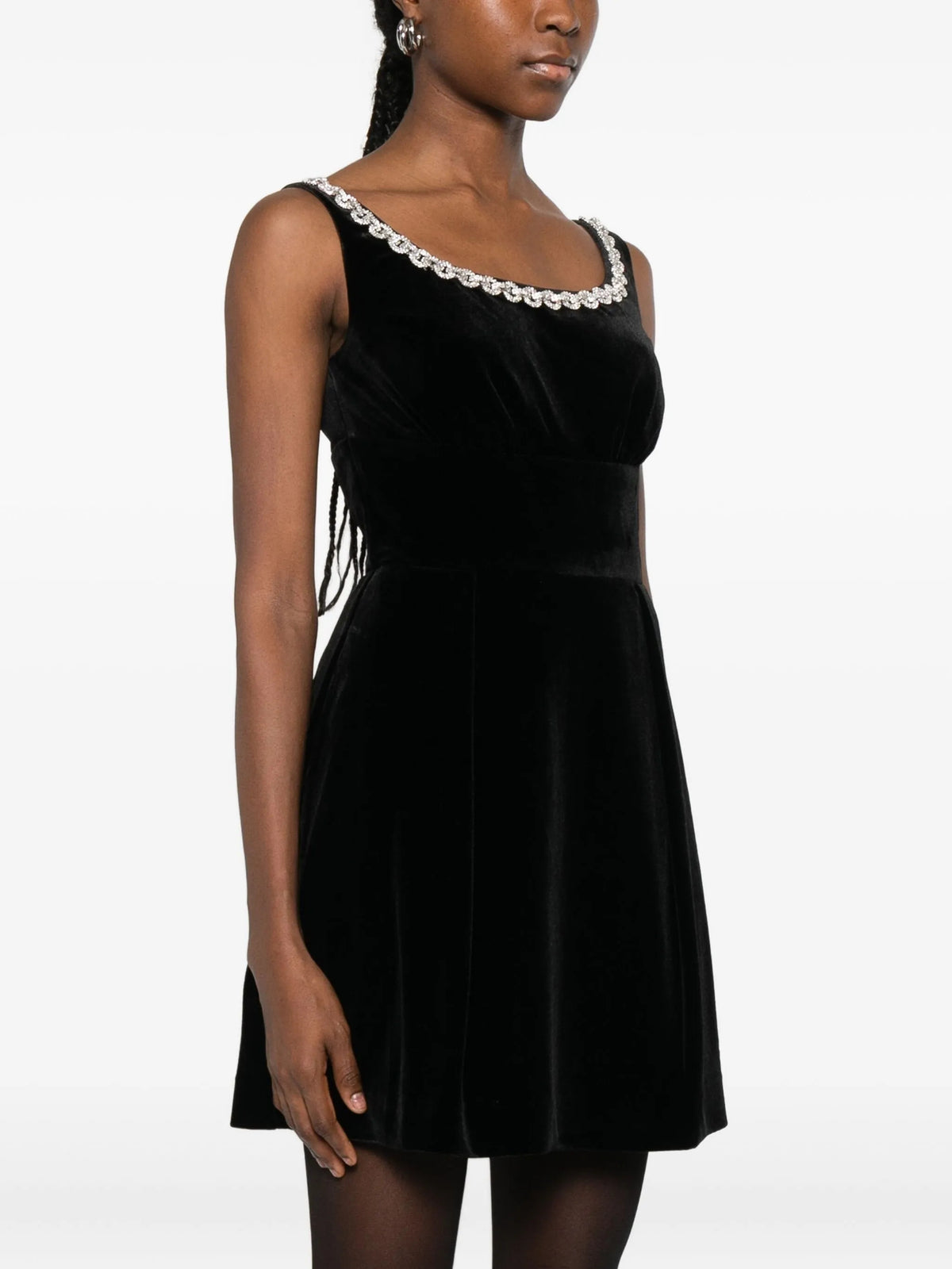 Velvet Embellished Mini Dress