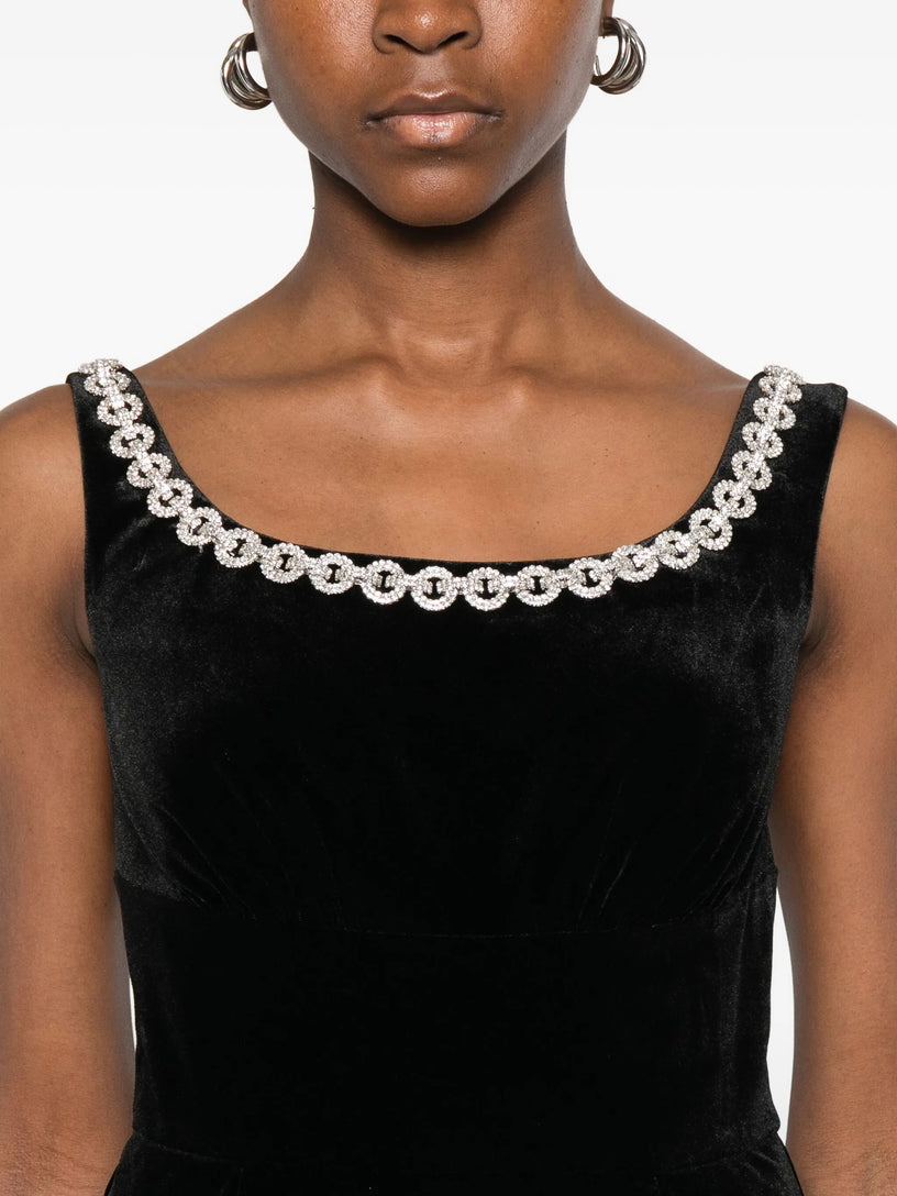 Velvet Embellished Mini Dress