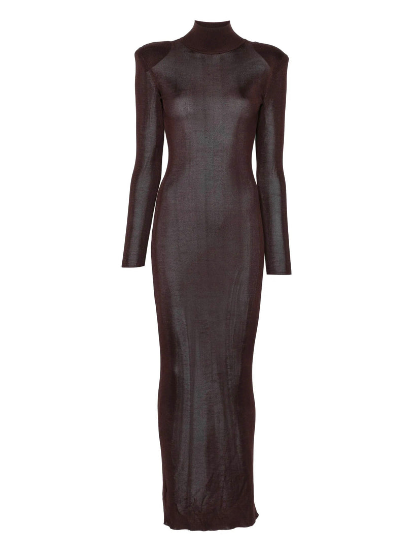 Viscose knit maxi dress SELF PORTRAIT Marrone | Grifo210 Viscose knit maxi dress SELF PORTRAIT Marrone | Grifo210