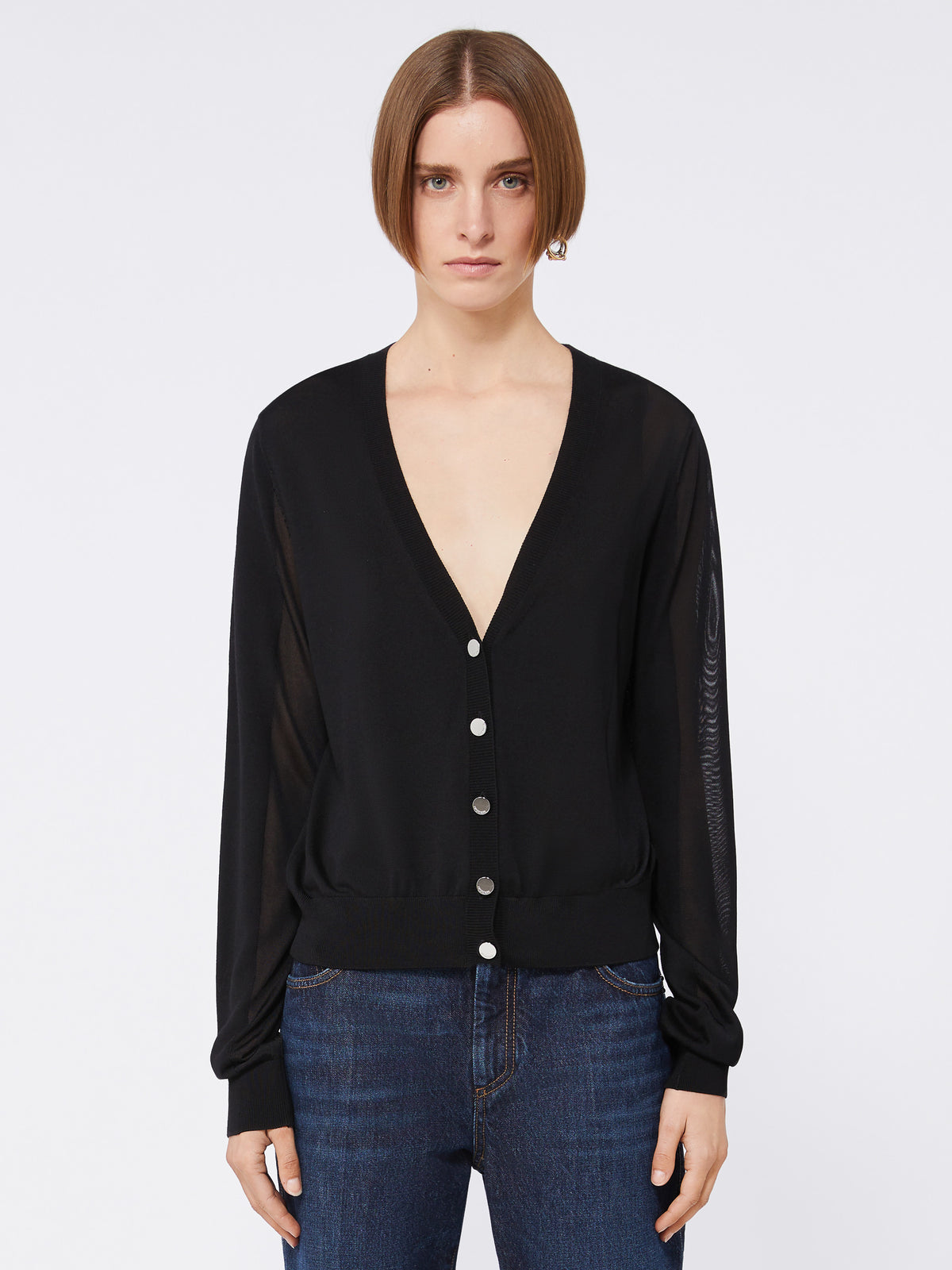 Wool and viscose cardigan