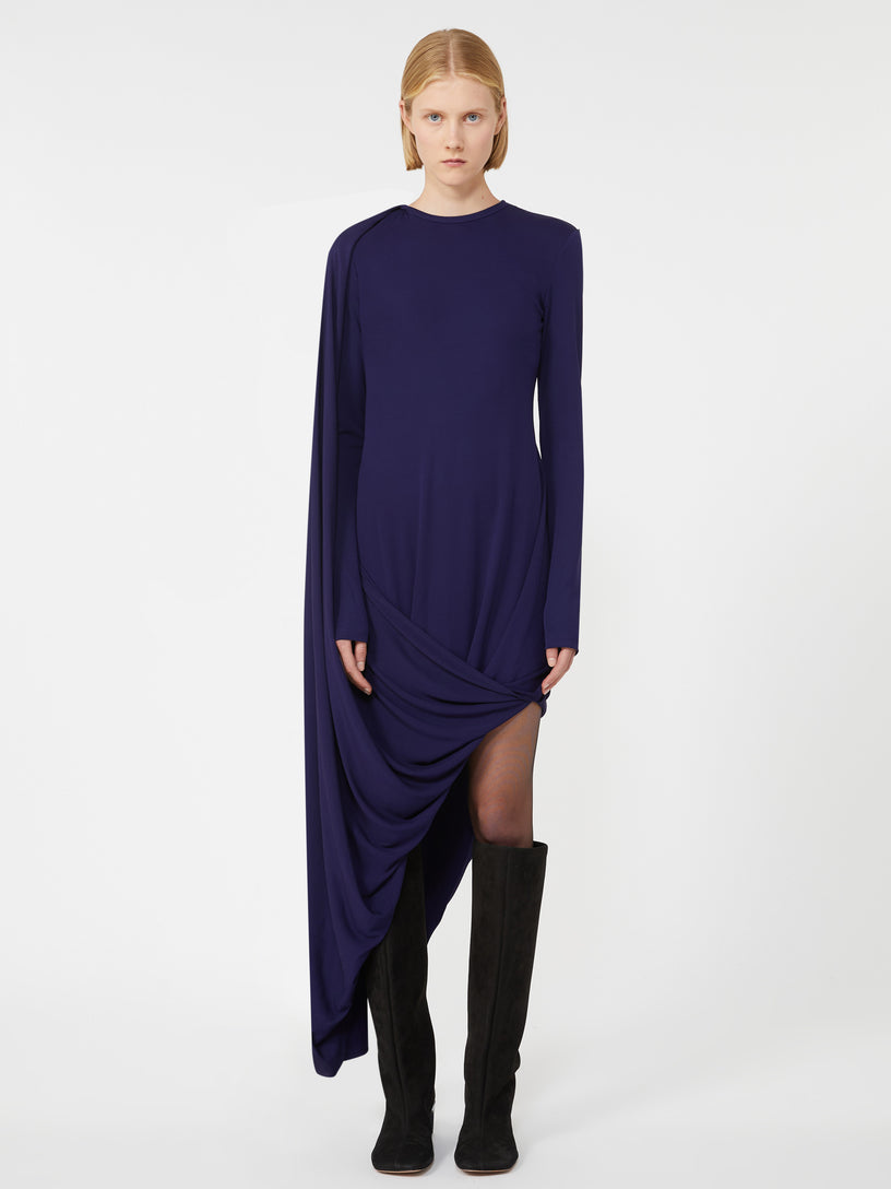Asymmetrical dress with drape