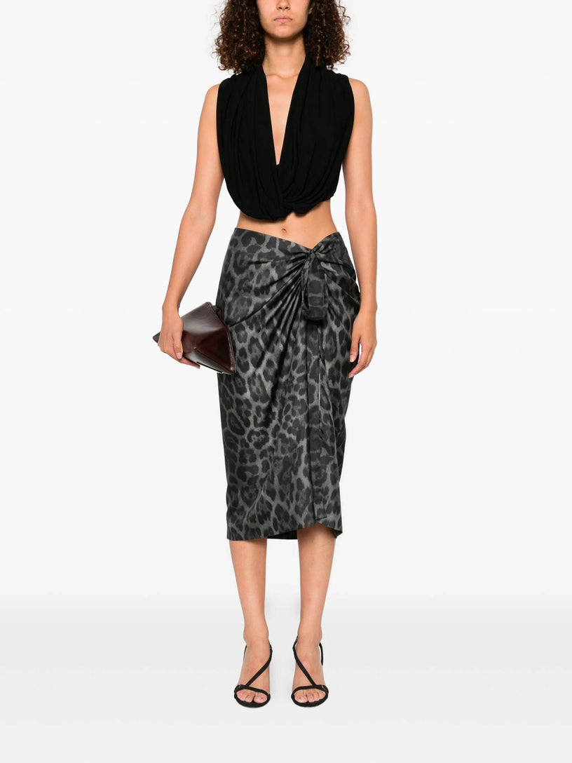 Knotted Asymmetric Midi Skirt
