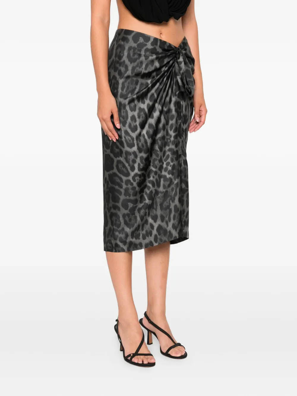 Knotted Asymmetric Midi Skirt