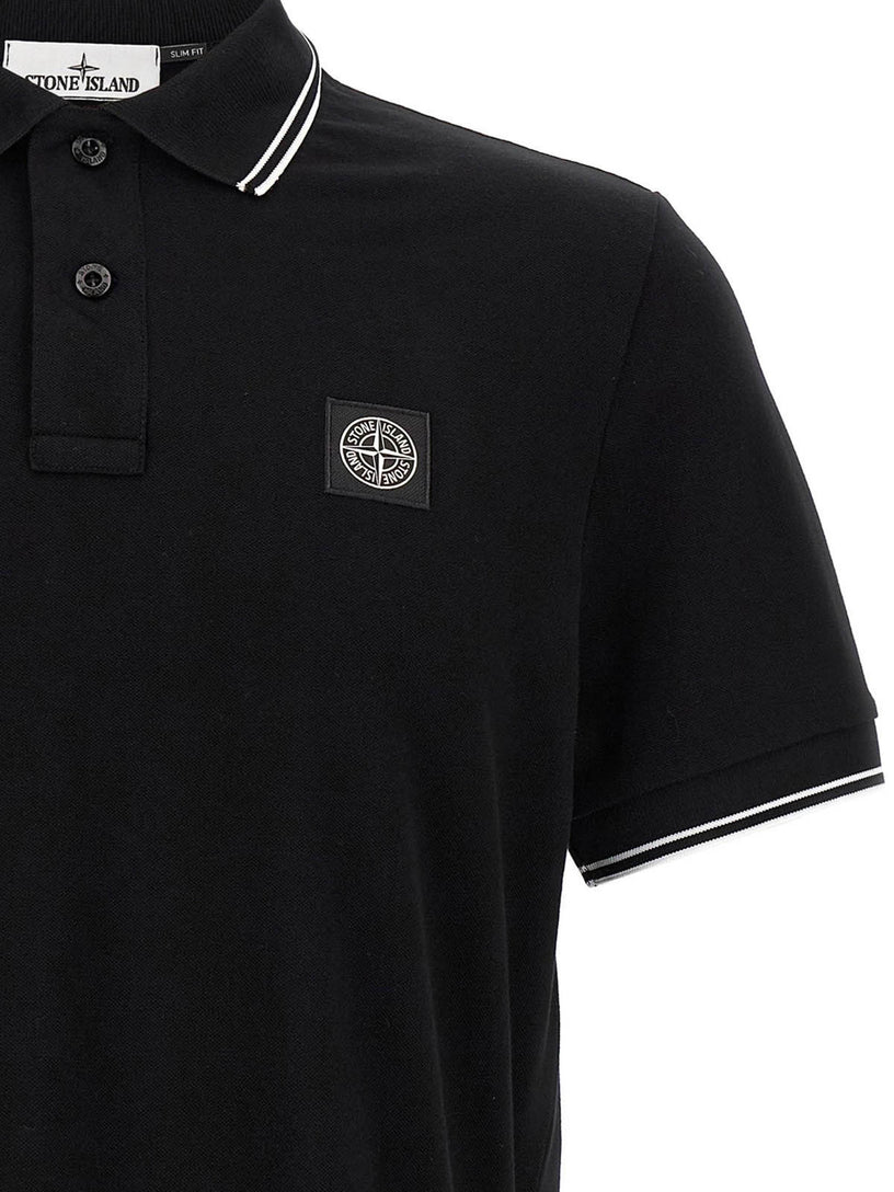 Slim fit polo shirt with Compass patch