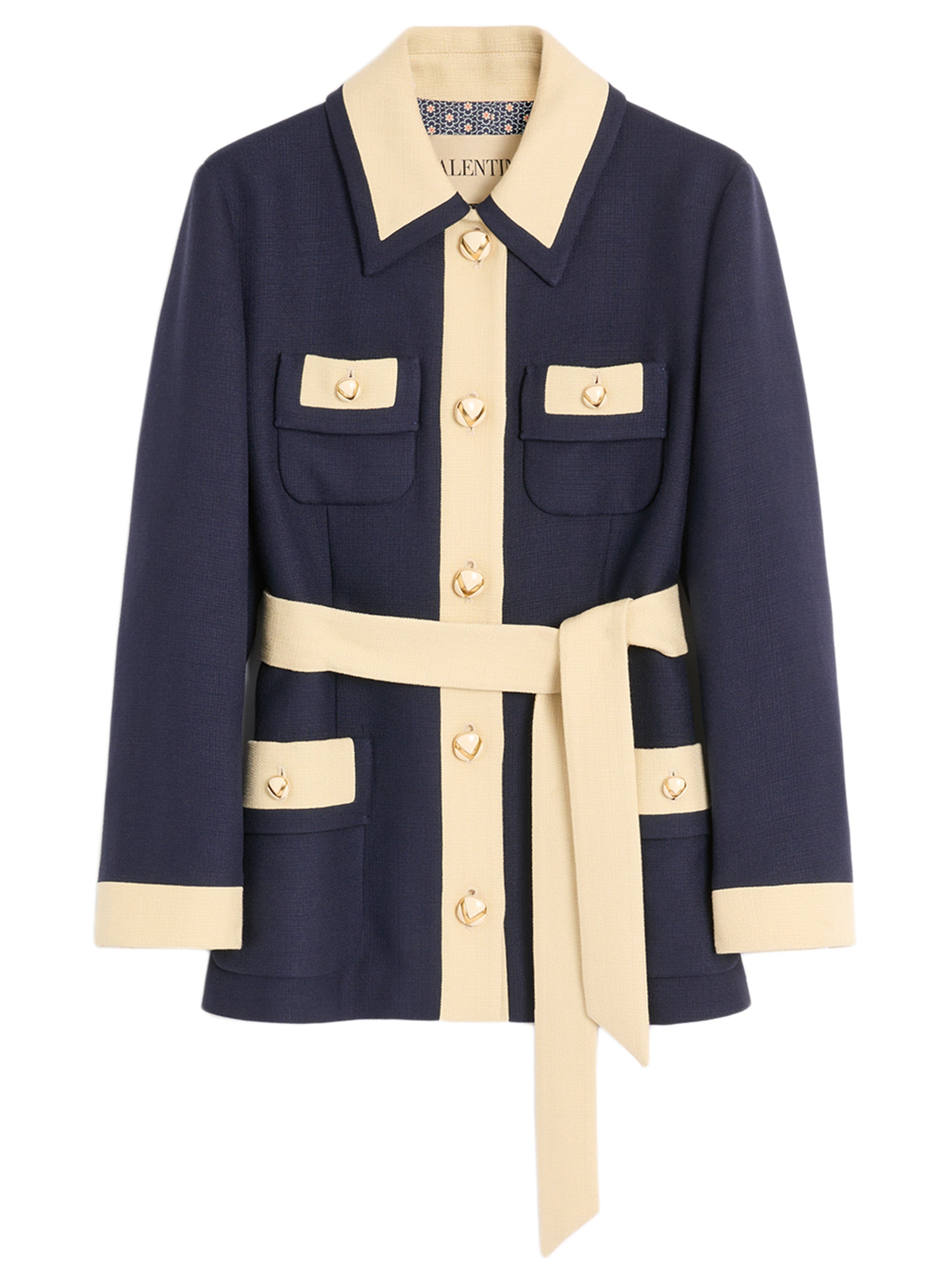 Single-breasted jacket with belt Valentino Garavani Blu Single-breasted jacket with belt Valentino Garavani Blu