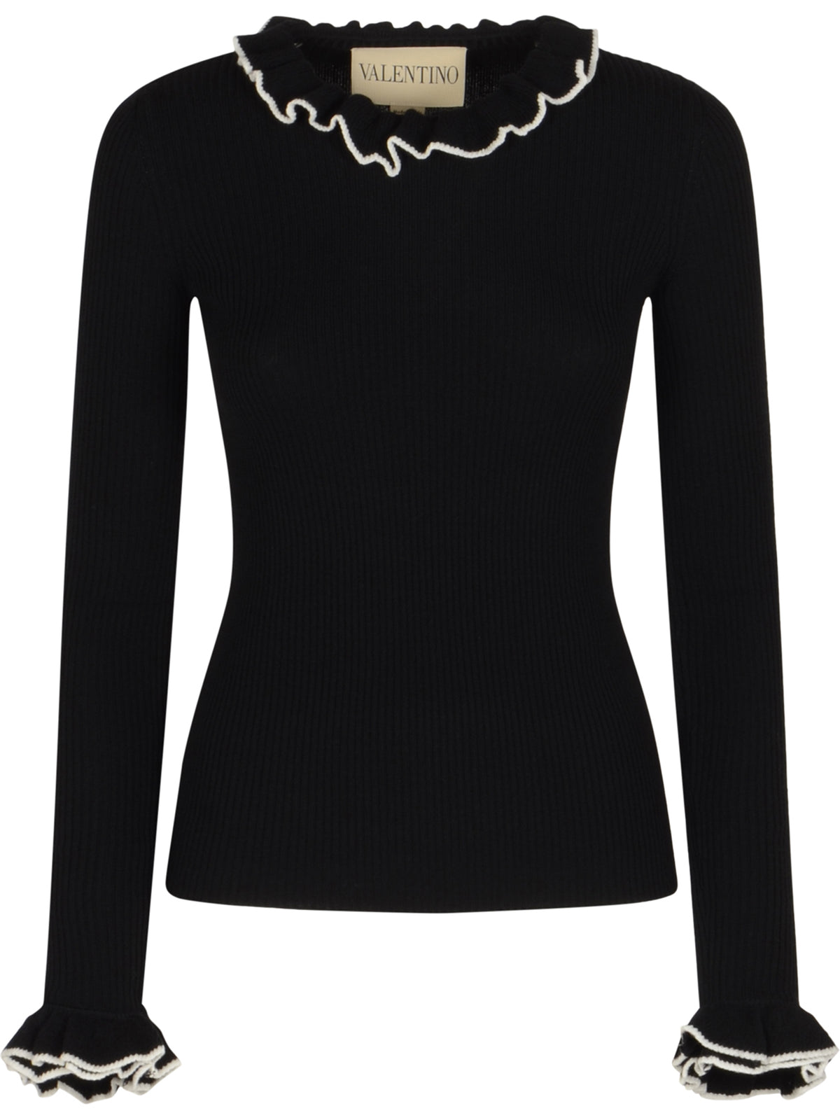 Ribbed sweater with ruffles
