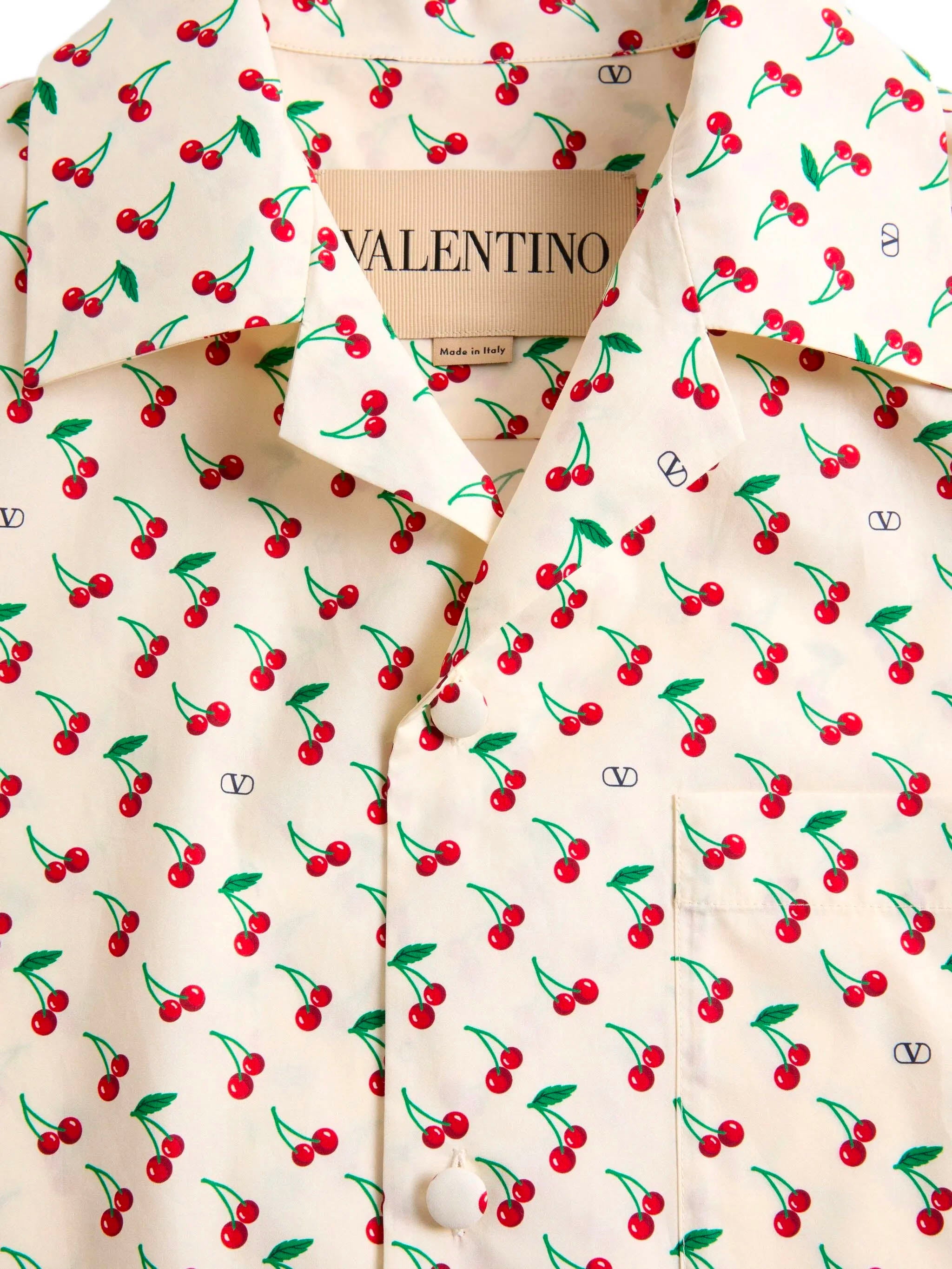 Bowling Shirt With Cherryfic Print Valentino Garavani Bianco