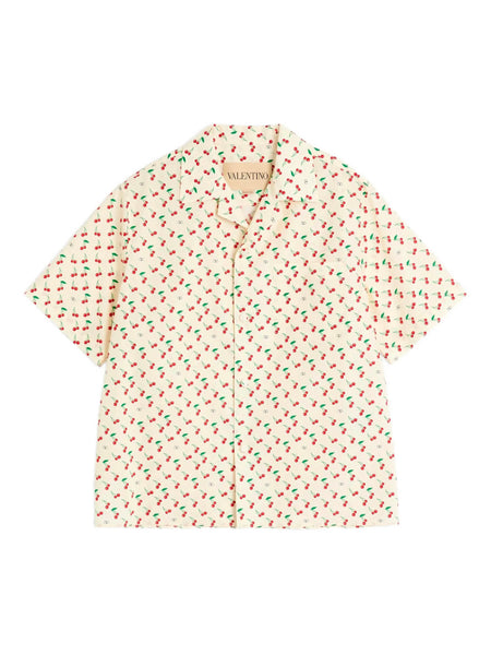 Bowling Shirt With Cherryfic Print Valentino Garavani Bianco