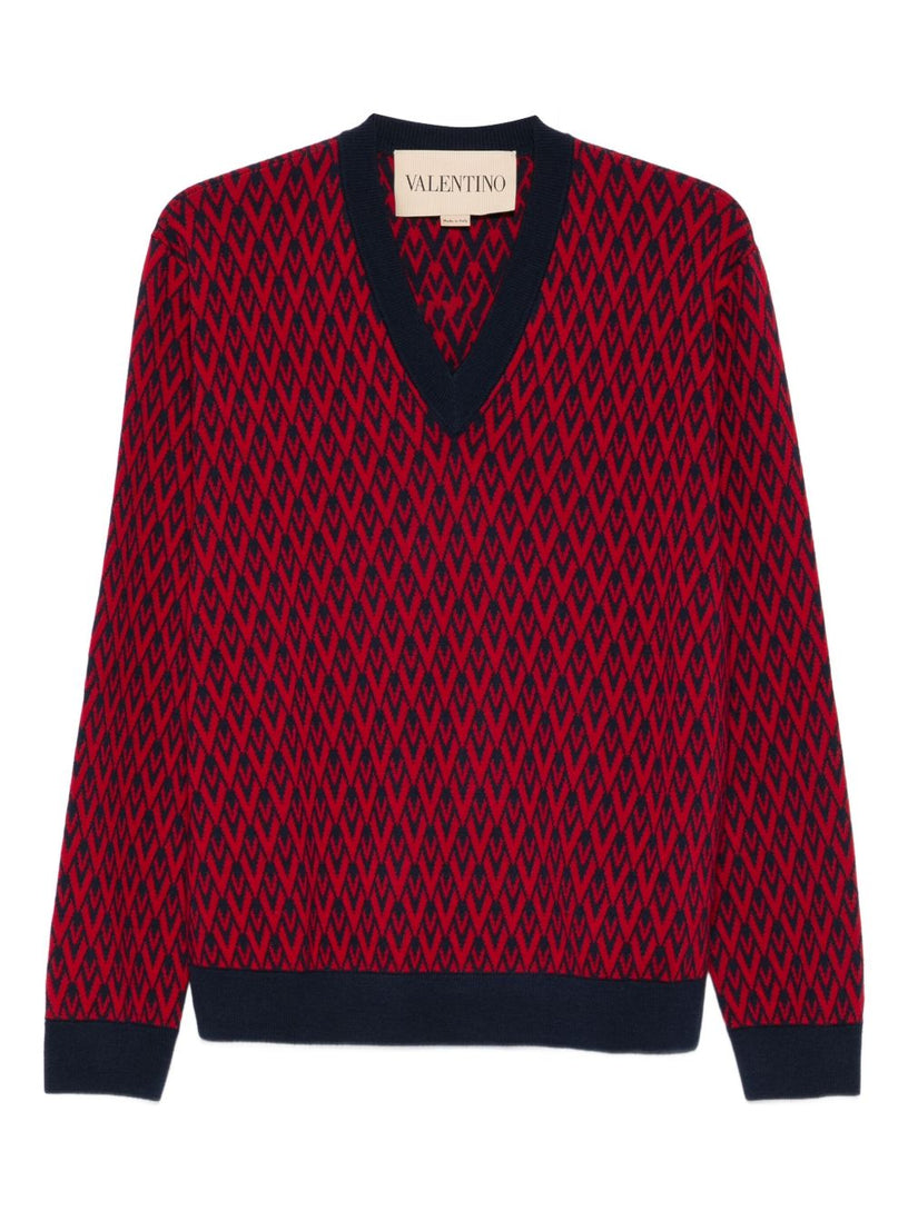 Wool sweater with jacquard pattern toute la V