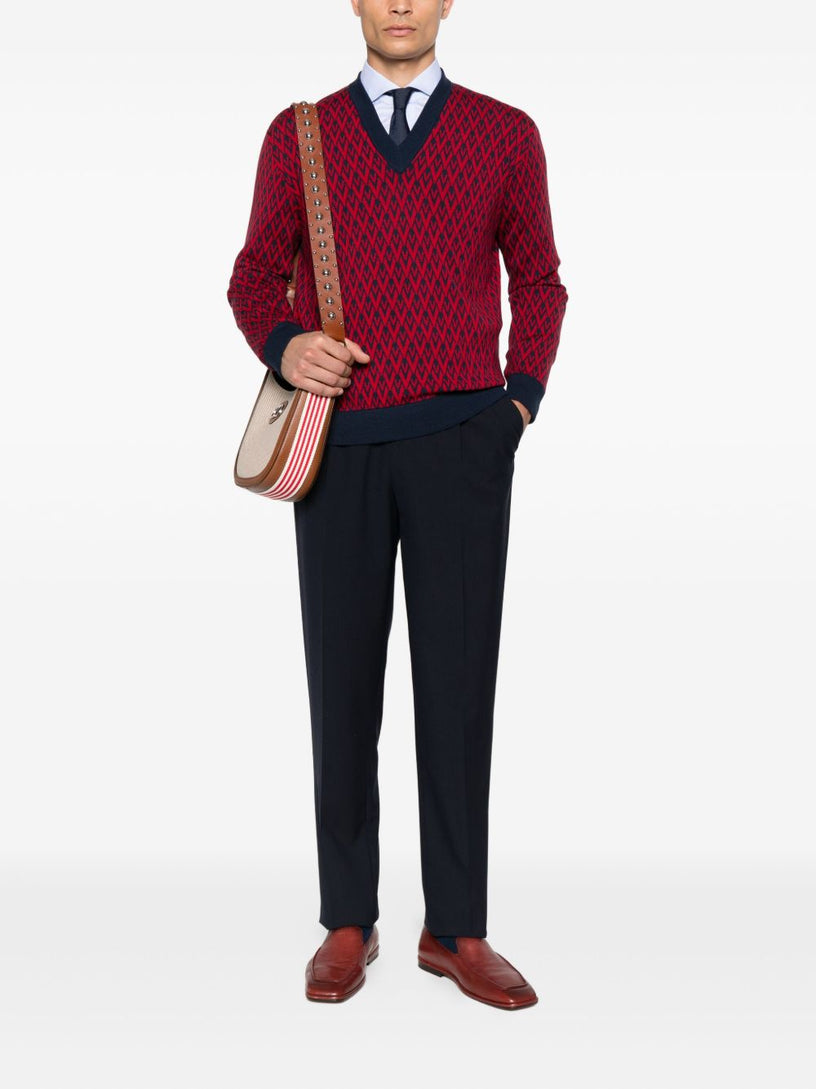 Wool sweater with jacquard pattern toute la V