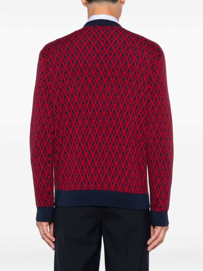 Wool sweater with jacquard pattern toute la V