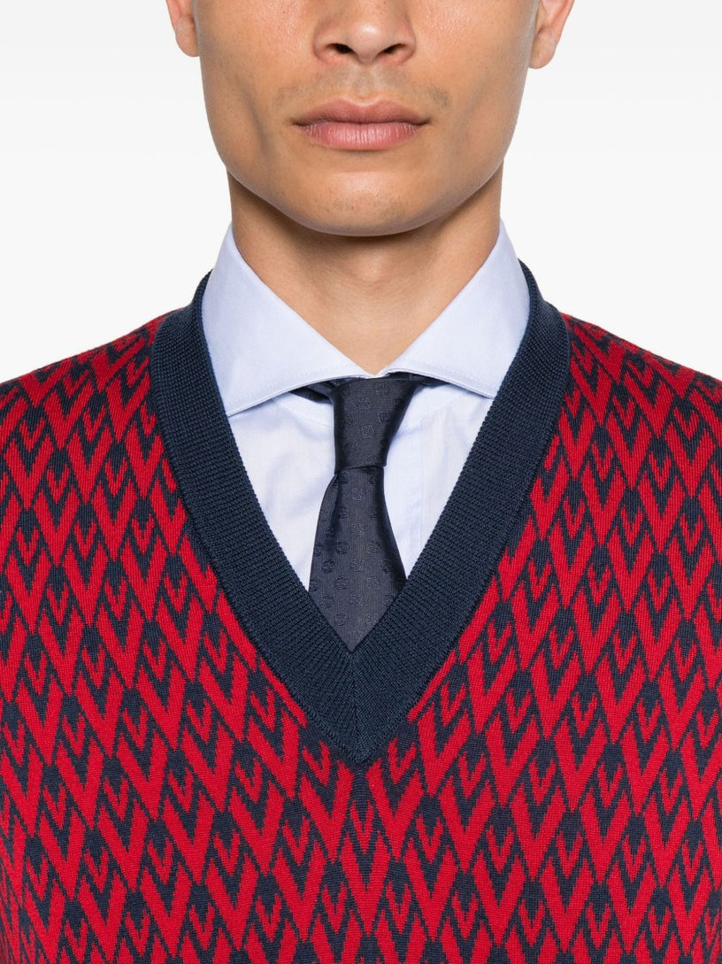 Wool sweater with jacquard pattern toute la V