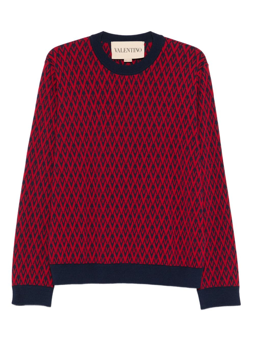 Jumper With Toute La V Jacquard Pattern