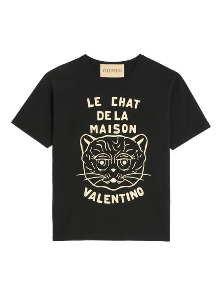 【VALENTINO】Le Chat De La Maison Tシャツ 猫柄 イタリア製 Chat de la Maison T-shirt Valentino Garavani Nero | Grifo210