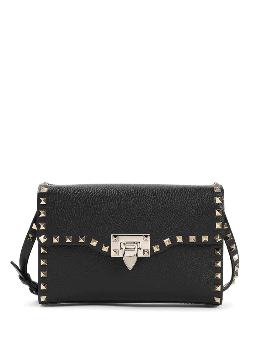 Rockstud Small Shoulder Bag in Grained Calfskin