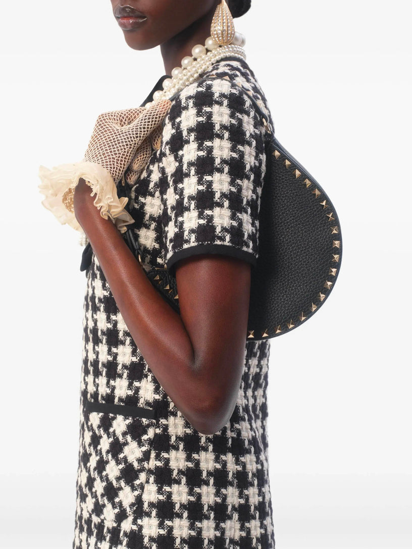 Mini Rockstud hobo bag in grained leather