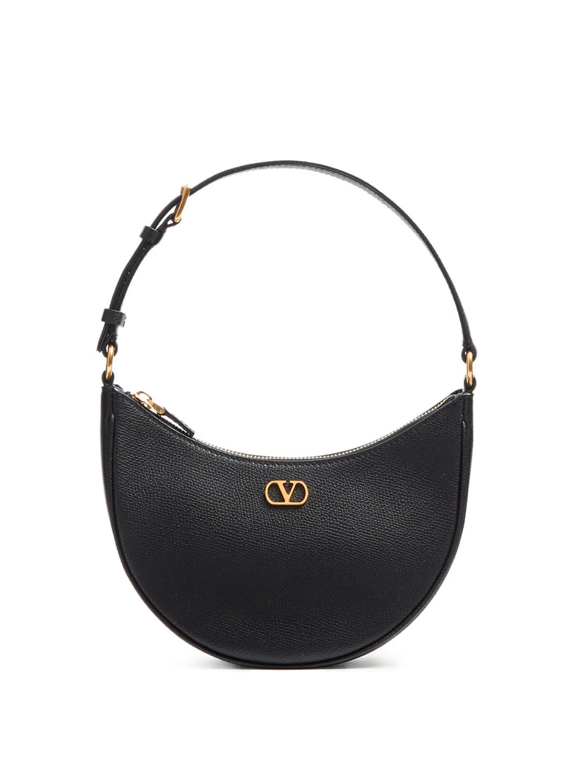 Mini hobo bag Vlogo signature in grained calf leather