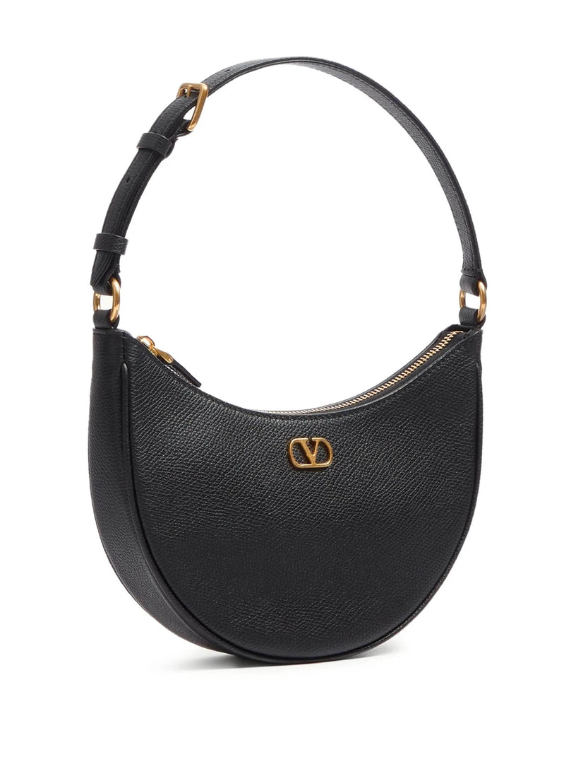 Mini hobo bag Vlogo signature in grained calf leather