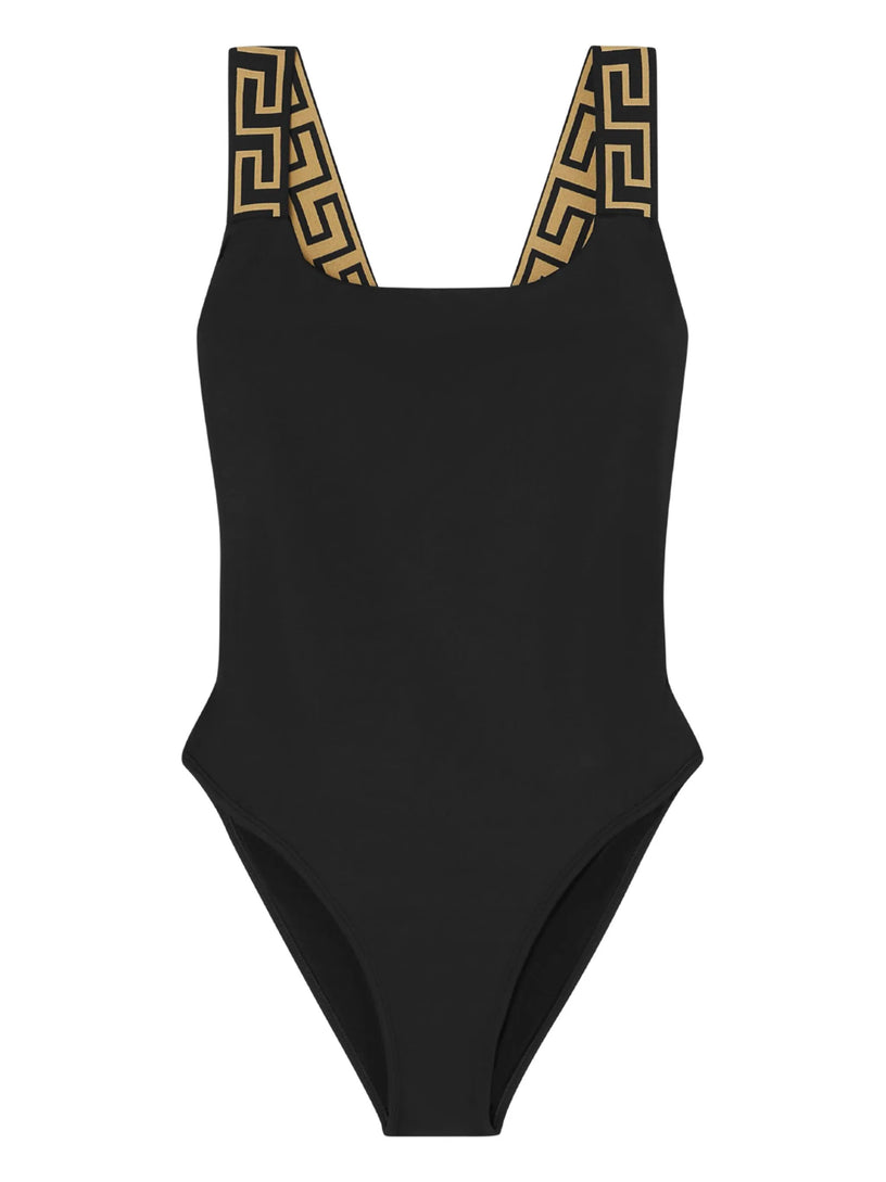 One-piece swimsuit with Greek border