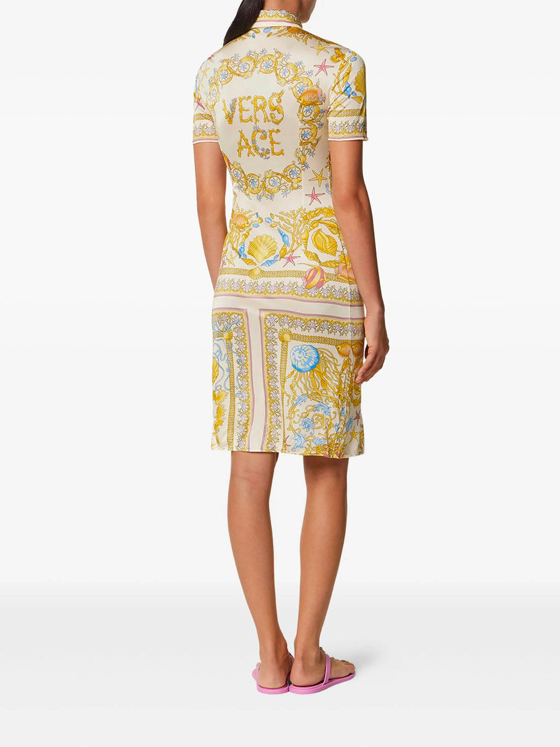Underwater Barocco Fitted Midi Shirt Dress