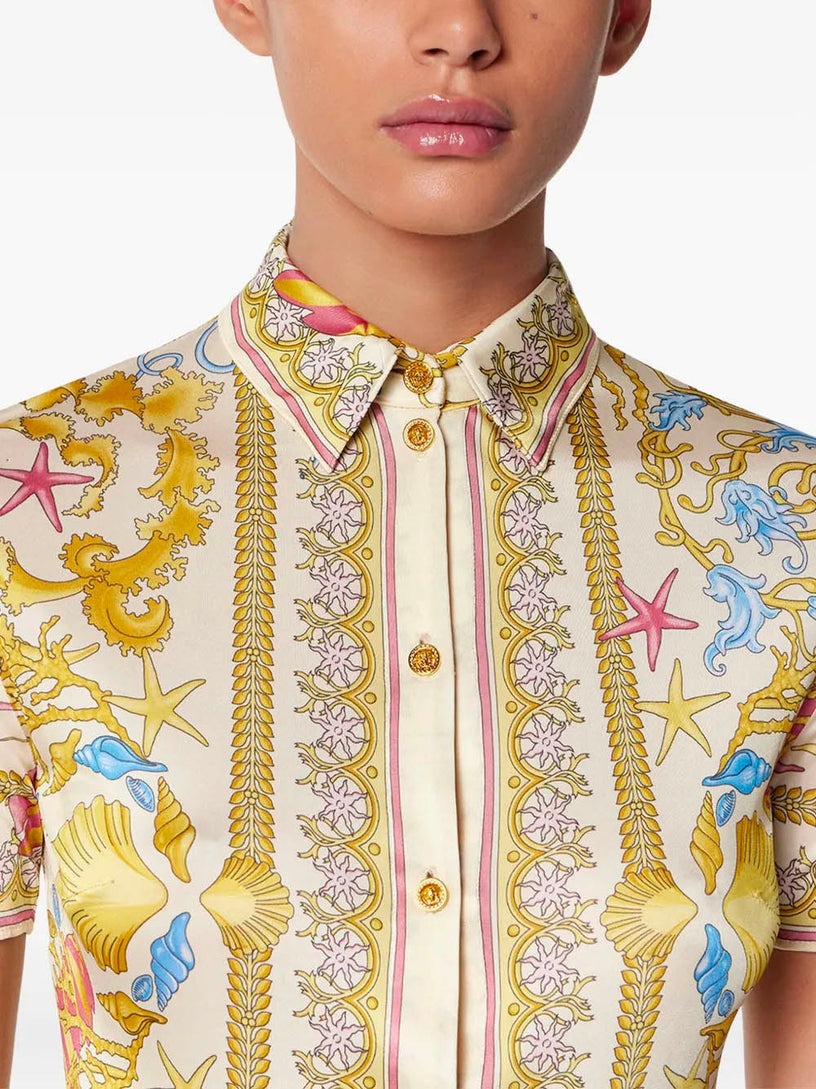 Underwater Barocco Fitted Midi Shirt Dress