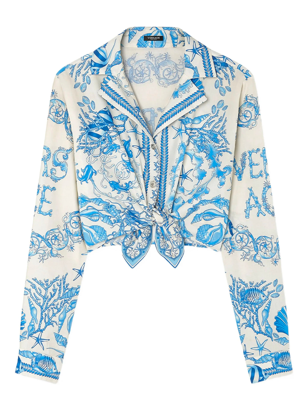 Underwater Baroque Cotton Knotted Short Shirt