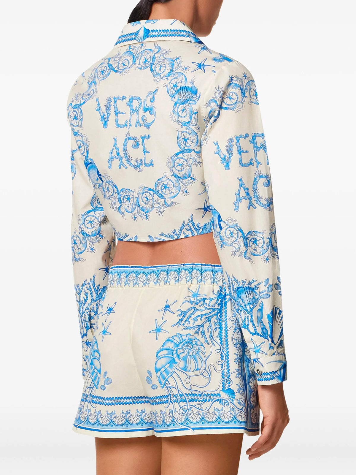 Underwater Baroque Cotton Knotted Short Shirt