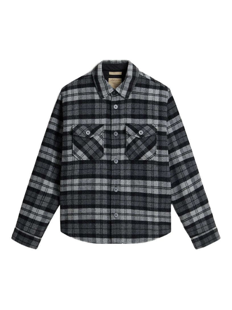 Wool blend shirt jacket with checked pattern